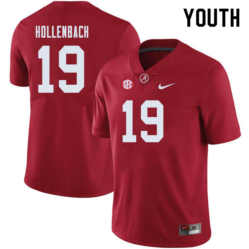 Alabama Crimson Tide Youth Stone Hollenbach #19 Crimson NCAA Nike Authentic Stitched 2019 College Football Jersey NV16I51TR